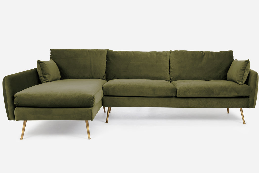 Olive Velvet / Gold / Left Facing