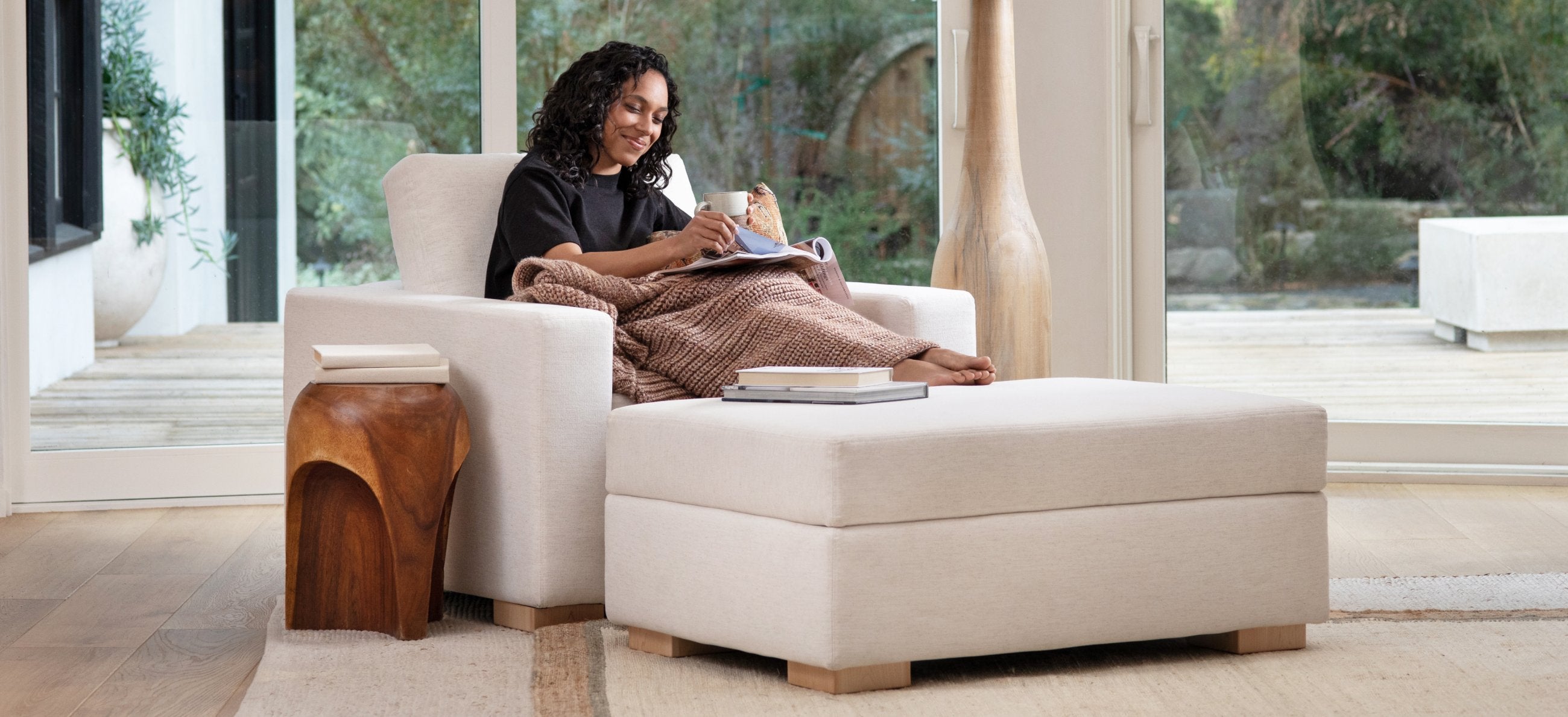 Grey Fabric armchair.