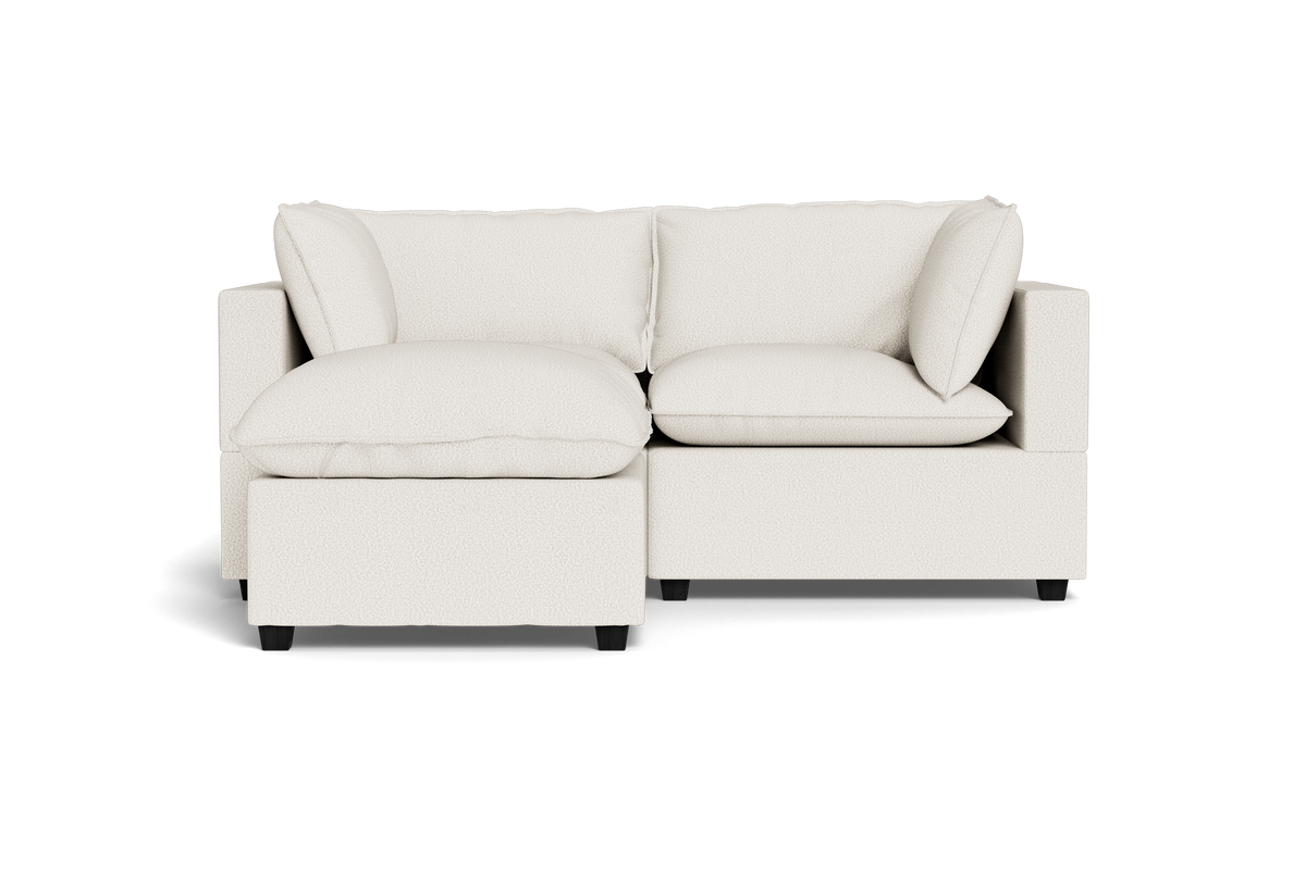 Kova Pillow Cushion Sofa 86" + Ottoman + Storage Ottoman + Oyster White Performance Chenille