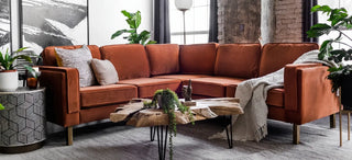 Albany Corner Sectional in Rust Velvet