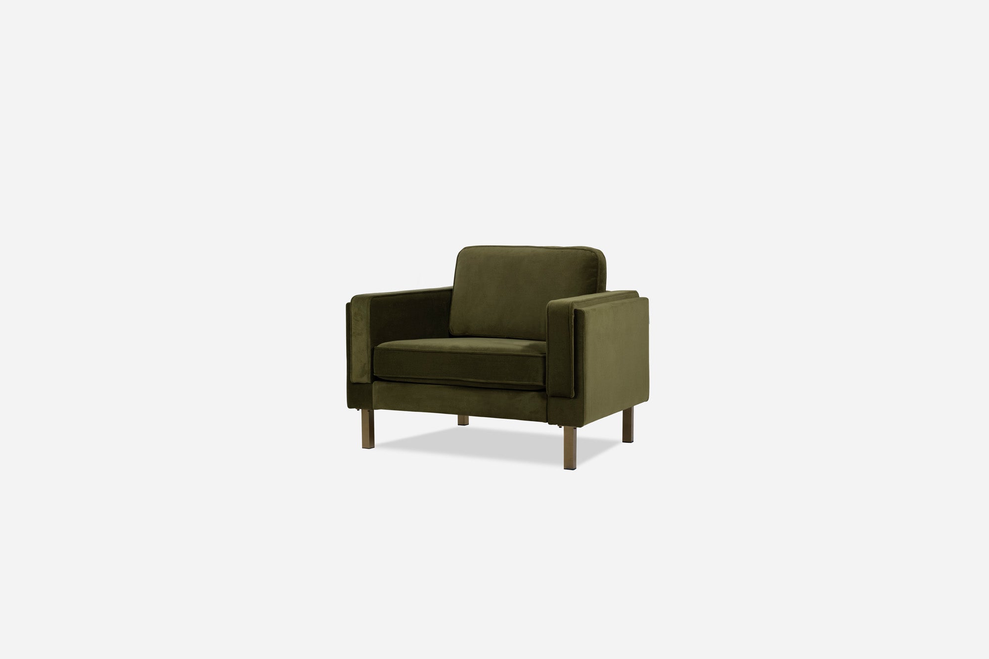 olive velvet gold | Albany Armchair shown in olive velvet with gold legs