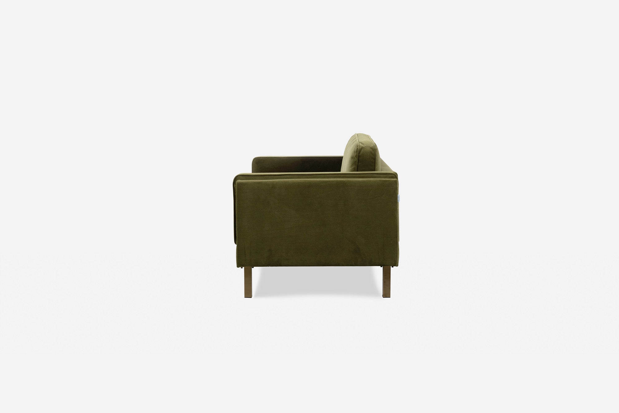 albany armchair shown in olive velvet with gold legs