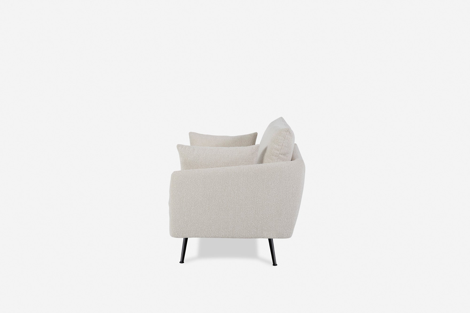 park armchair shown in bouclé with black legs