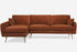 rust velvet gold left facing | Park Sectional Sofa shown in rust velvet with gold legs left facing