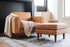 distressed vegan leather walnut | Albany Ottoman shown in distressed vegan leather with walnut legs