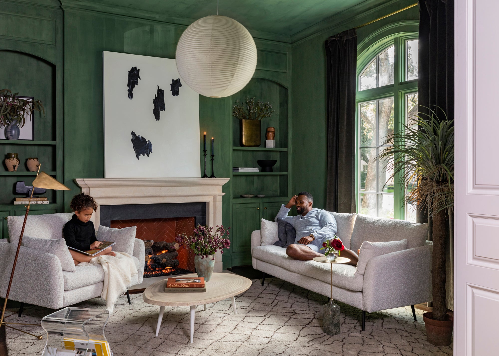 park armchair shown in bouclé with black legs