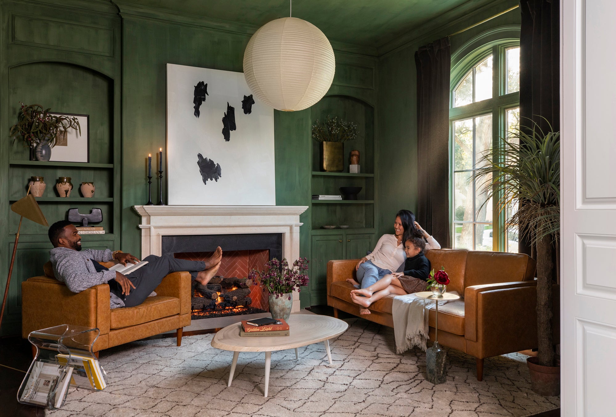 albany sofa shown in distressed vegan leather with walnut legs