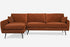 rust velvet black left facing | Park Sectional Sofa shown in rust velvet with black legs left facing