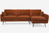 rust velvet black right facing | Park Sectional Sofa shown in rust velvet with black legs right facing