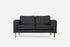 charcoal gold | Albany Loveseat shown in charcoal with gold legs