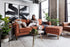 rust velvet gold | Albany Ottoman shown in rust velvet with gold legs