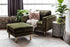 olive velvet gold | Albany Ottoman shown in olive velvet with gold legs