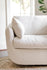 white bouclé | Detail of the armrest of the Park swivel armchair in boucle