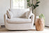 white bouclé | Park swivel accent chair in boucle fabric in a living room setting