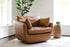 distressed vegan leather | Park swivel armchair in distressed vegan leather in a living room setting 