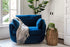 blue velvet | Park swivel armchair in blue velvet and a white throw