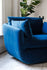 blue velvet | Detail of the armrest of the Park swivel armchair in blue velvet