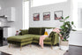 Olive Velvet Gold | Park Sofa shown in Olive Velvet with gold legs
