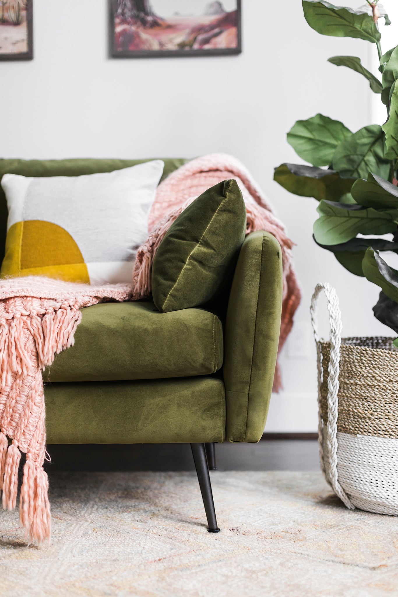 park armchair shown in olive velvet with black legs