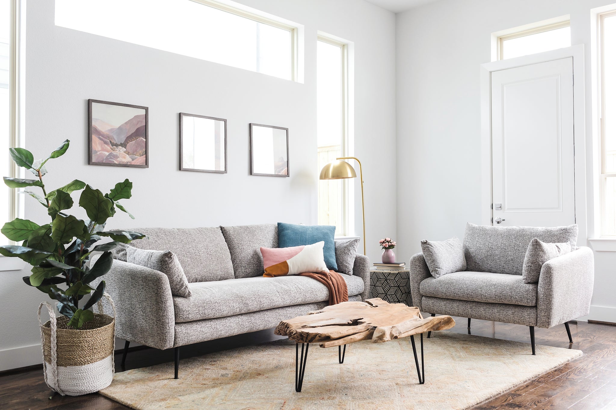 park sofa shown in grey fabric with black legs