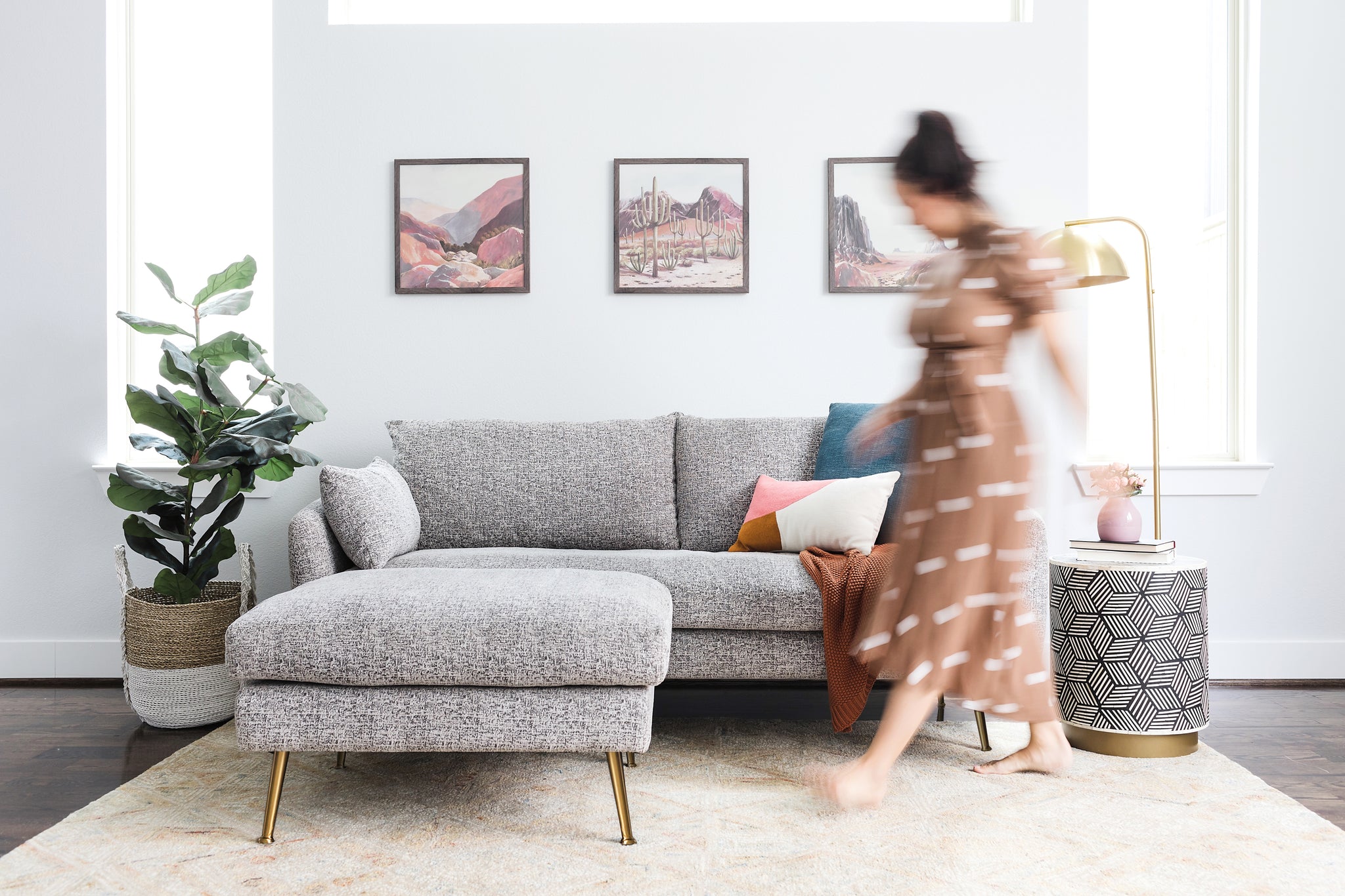 Mid century outlet modern chaise sectional