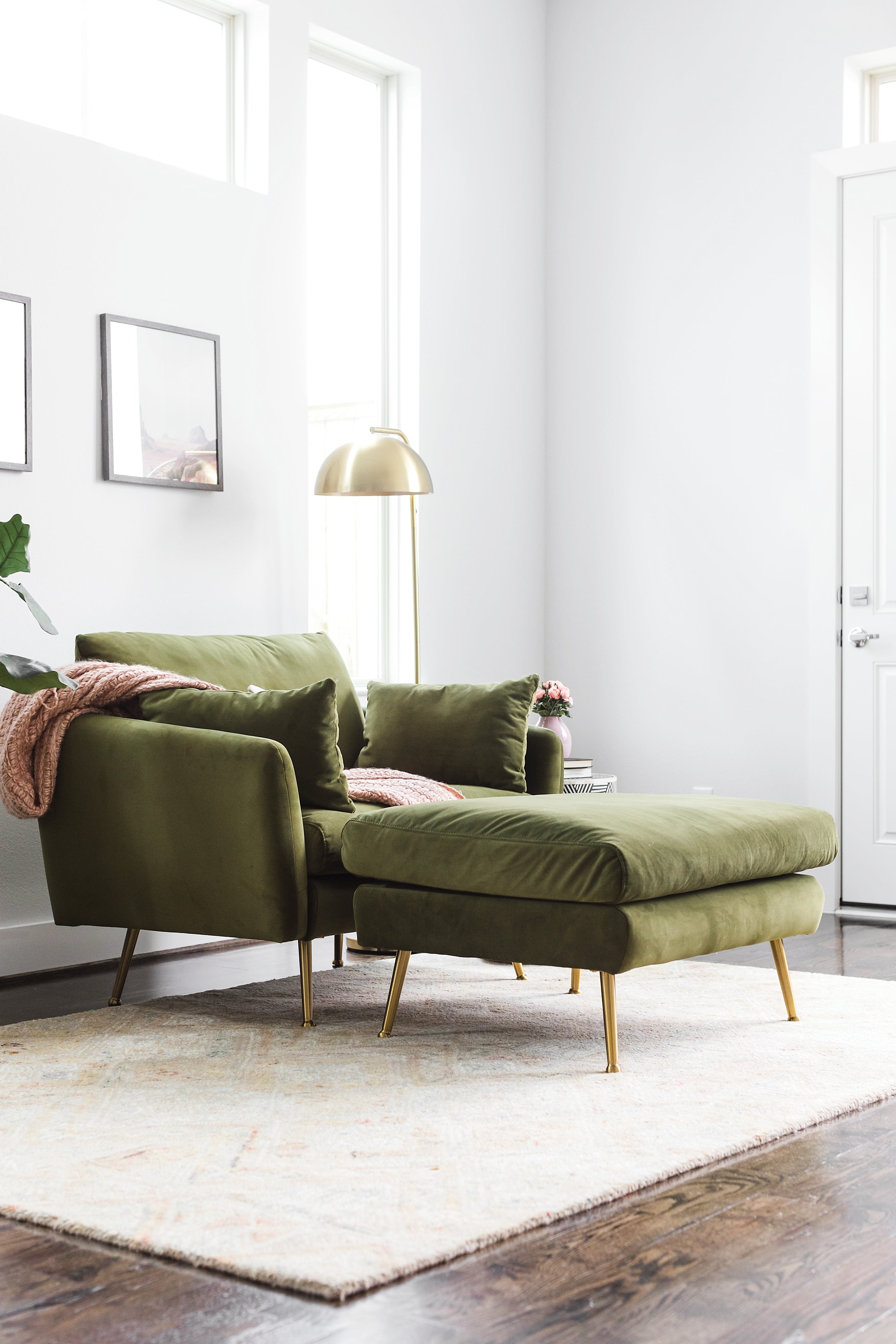 olive velvet gold | Park Armchair shown in Olive Velvet with gold legs