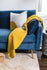 Blue Velvet Gold Black Left Facing | Park Sectional Sofa shown in Blue Velvet with gold legs with black legs Left Facing