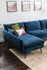 Blue Velvet Black Left Facing | Park Sectional Sofa shown in Blue Velvet with black legs Left Facing