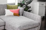 grey textured weave Gold Right Facing | Park Sectional Sofa shown in grey textured weave with gold legs Right Facing