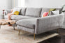 grey textured weave Gold Right Facing | Park Sectional Sofa shown in grey textured weave with gold legs Right Facing