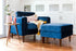 blue velvet walnut | Albany Ottoman shown in blue velvet with walnut legs