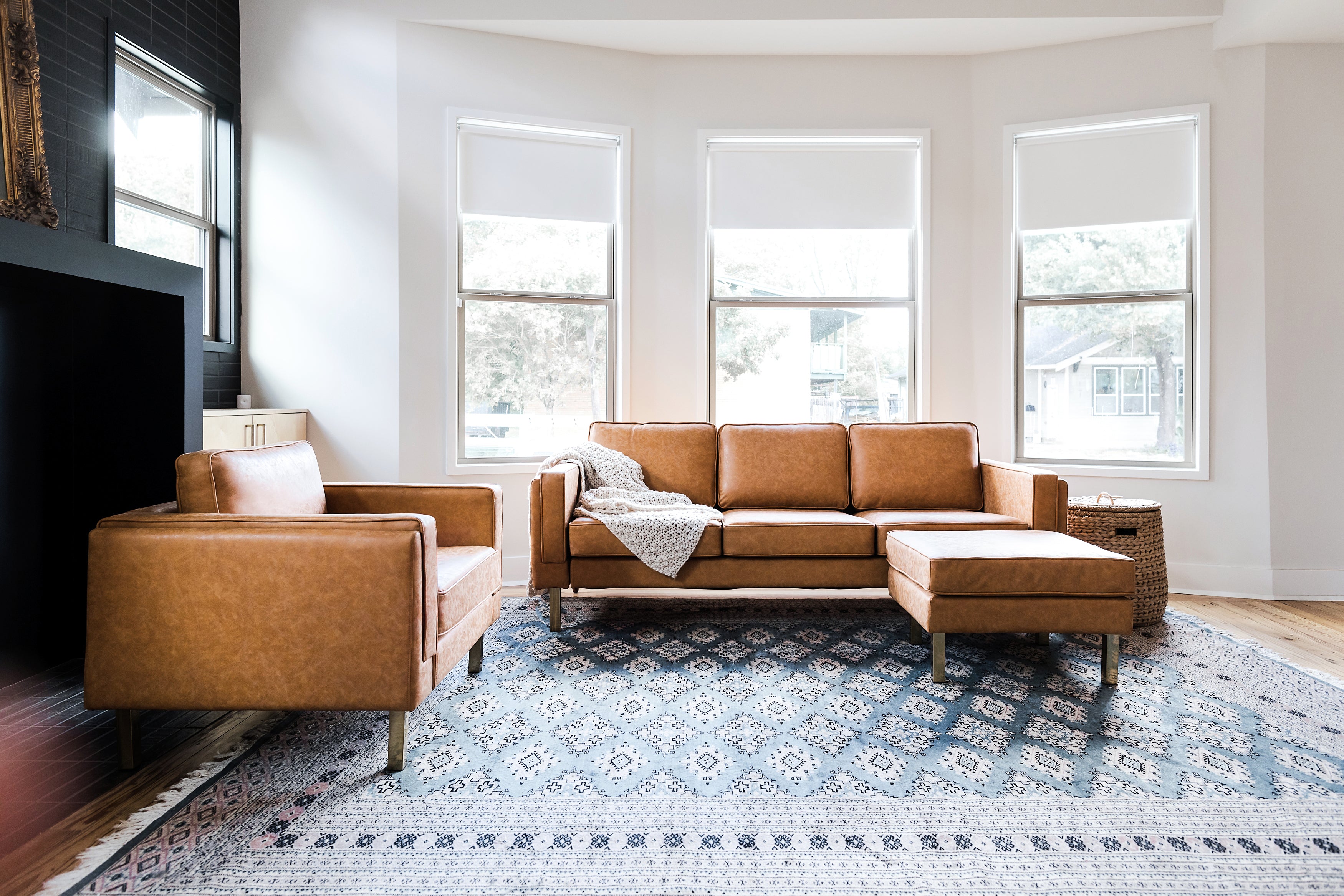 distressed vegan leather gold | Albany Sofa shown in distressed vegan leather with gold legs