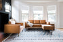 distressed vegan leather gold | Albany Sofa shown in distressed vegan leather with gold legs