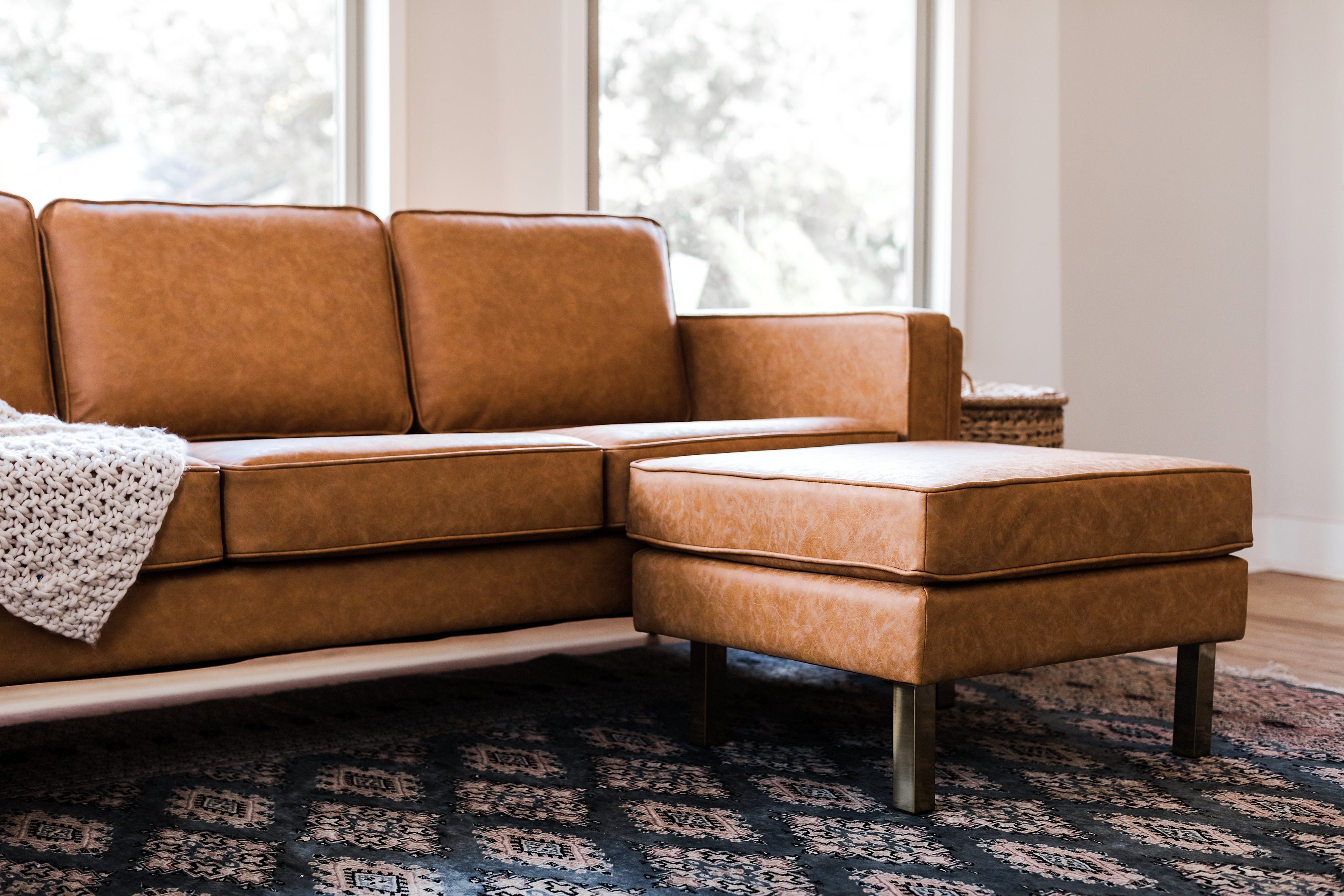 distressed vegan leather gold | Albany Sofa shown in distressed vegan leather with gold legs