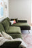 Olive Velvet Black Right Facing | Park Sectional Sofa shown in Olive Velvet with black legs Right Facing