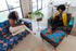 akwaaba velvet with gold legs | Ẹkáàbọ̀ Albany Ottoman shown in akwaaba velvet with gold legs
