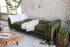 olive velvet walnut | Albany sleeper sofa in olive velvet with walnut legs as a bed