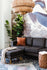 charcoal gold walnut | Albany Ottoman shown in charcoal with gold legs with walnut legs