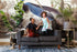 charcoal walnut | Albany Loveseat shown in charcoal with walnut legs