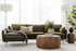 Olive Velvet Gold Left Facing | Park Sectional Sofa shown in Olive Velvet with gold legs Left Facing