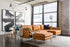Distressed Vegan Leather Gold Right Facing | Park Sectional Sofa shown in Distressed Vegan Leather with gold legs Right Facing