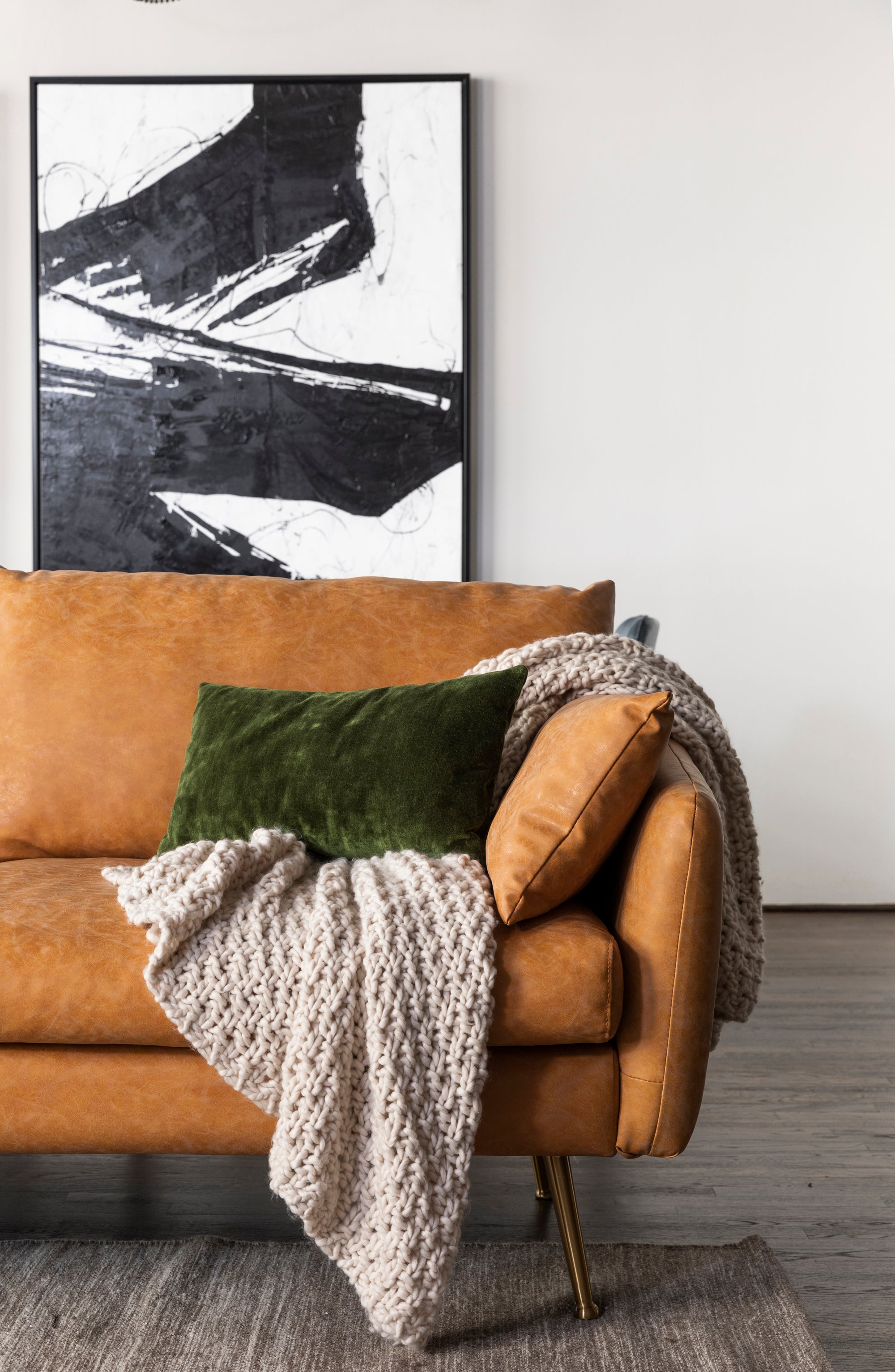 Distressed Vegan Leather Gold | Park Sofa shown in Distressed Vegan Leather with gold legs