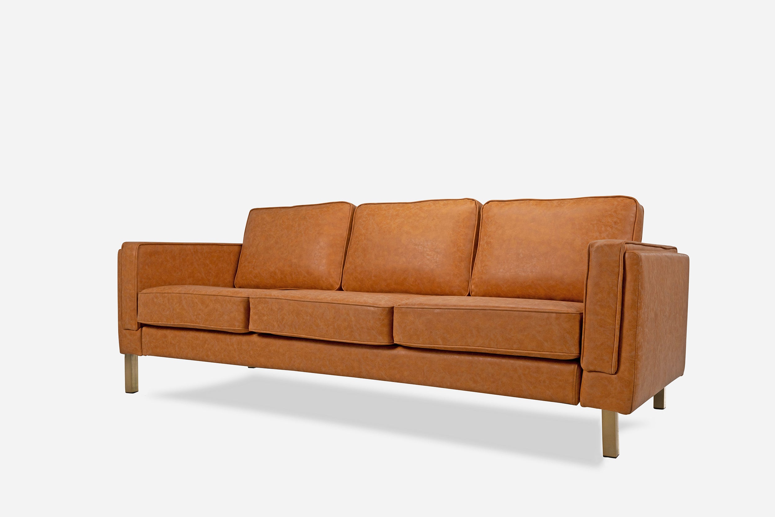 distressed vegan leather gold | Albany Sofa shown in distressed vegan leather with gold legs