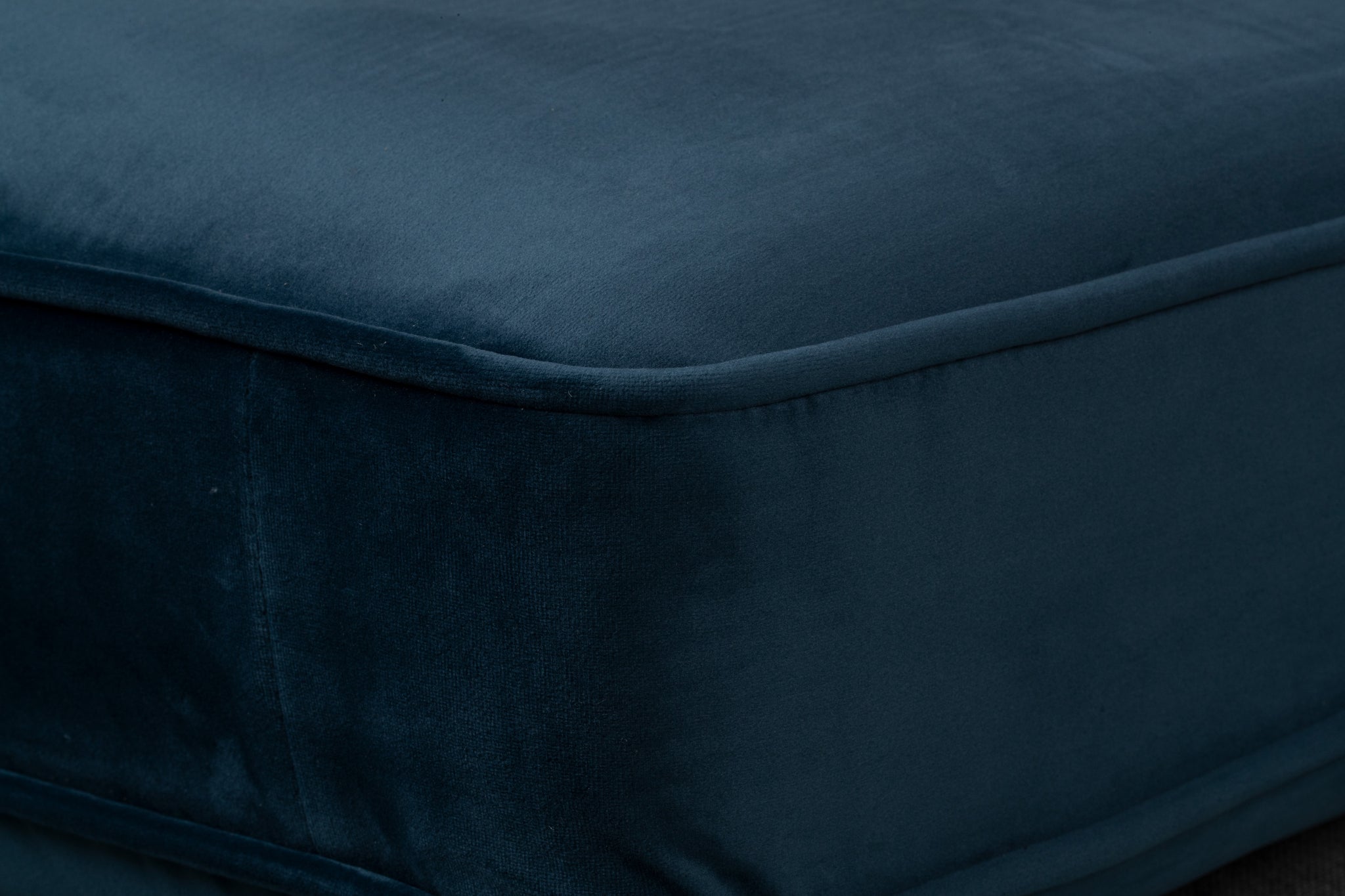 albany sofa shown in blue velvet with gold legs