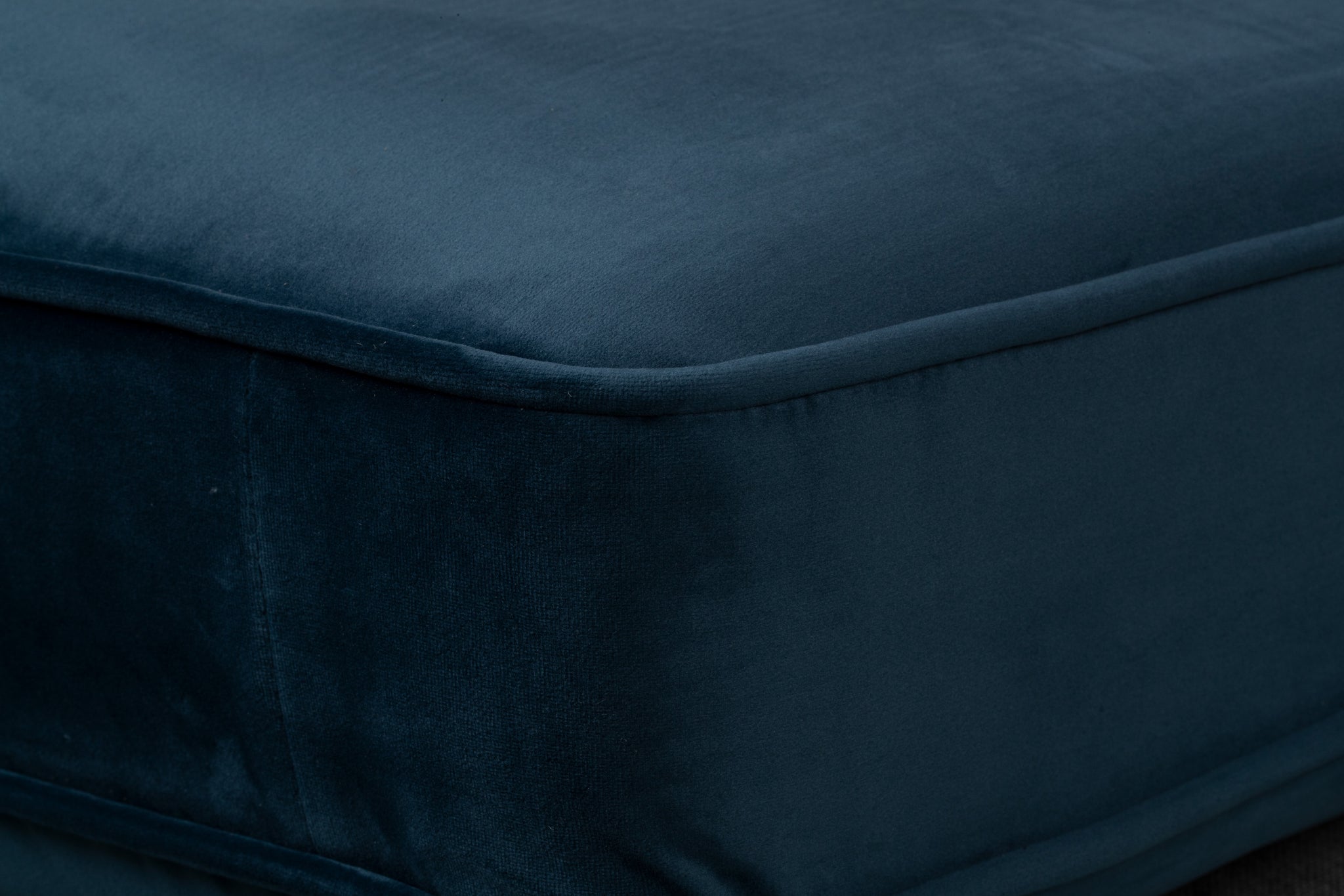 albany armchair shown in blue velvet with walnut legs