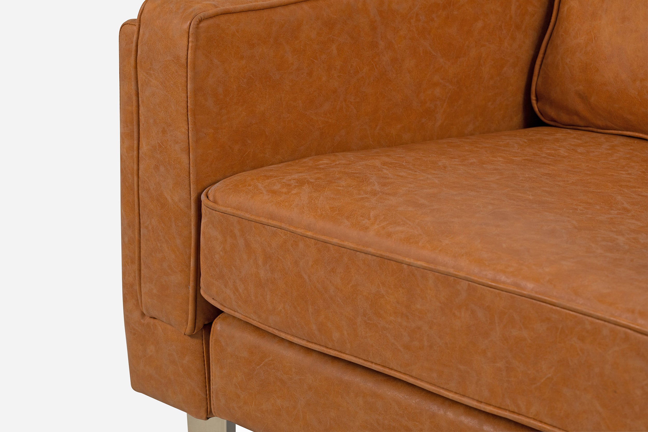 distressed vegan leather gold | Albany Sofa shown in distressed vegan leather with gold legs