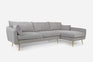 grey textured weave Gold Right Facing | Park Sectional Sofa shown in grey textured weave with gold legs Right Facing