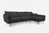 charcoal black right facing | Park Sectional Sofa shown in charcoal with black legs right facing
