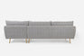 grey textured weave Gold Right Facing | Park Sectional Sofa shown in grey textured weave with gold legs Right Facing