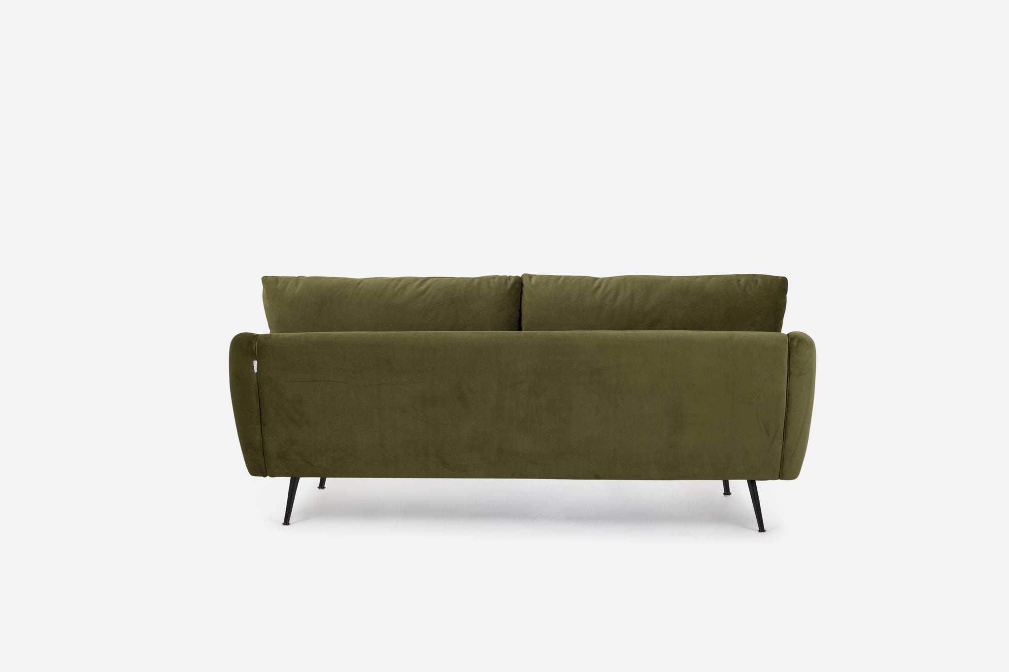 park sofa shown in olive velvet with black legs